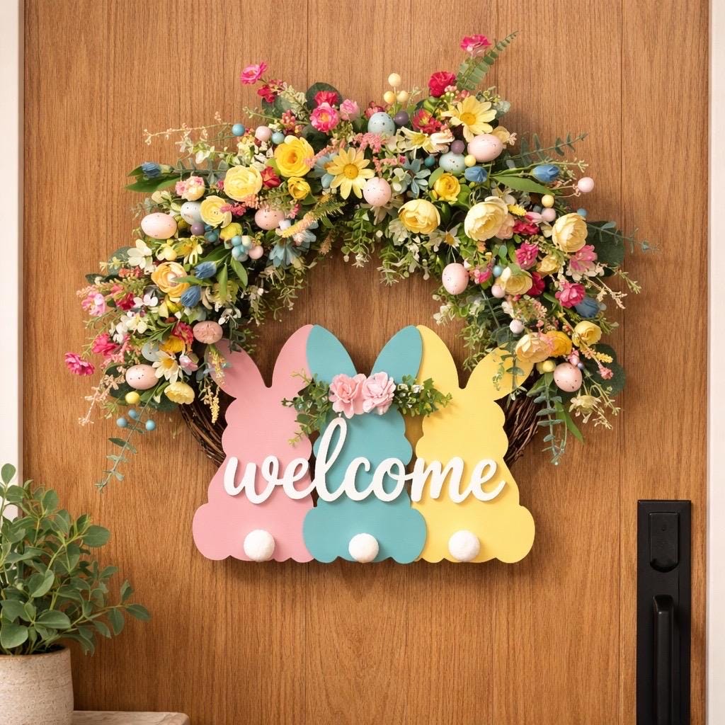 Easter Door Wreath | Religious Cross Grapevine Wreath | Yellow Floral Front Door Decor | Spring Flower Arrangement | He Is Risen Gift