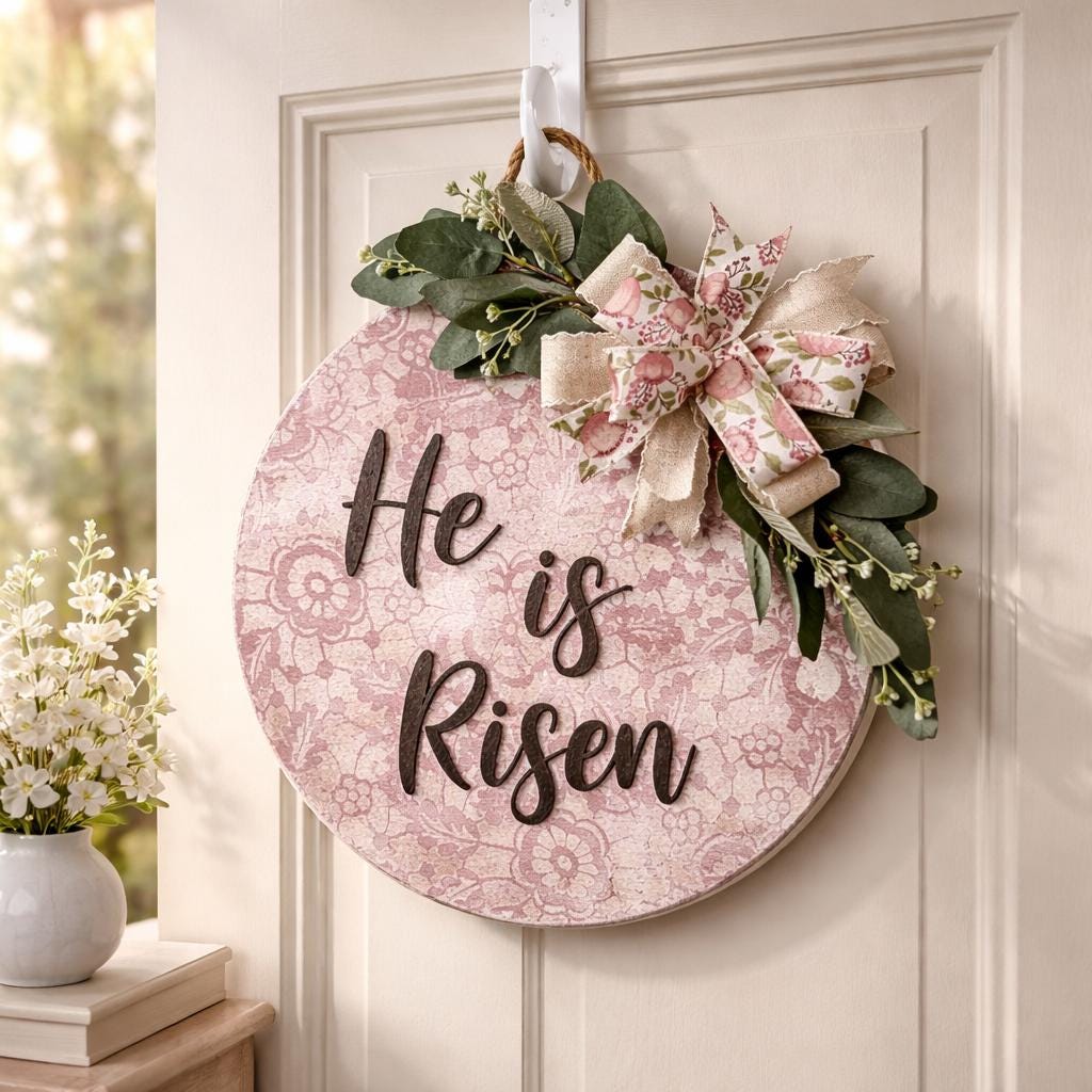 Easter Door Wreath | Religious Cross Grapevine Wreath | Yellow Floral Front Door Decor | Spring Flower Arrangement | He Is Risen Gift