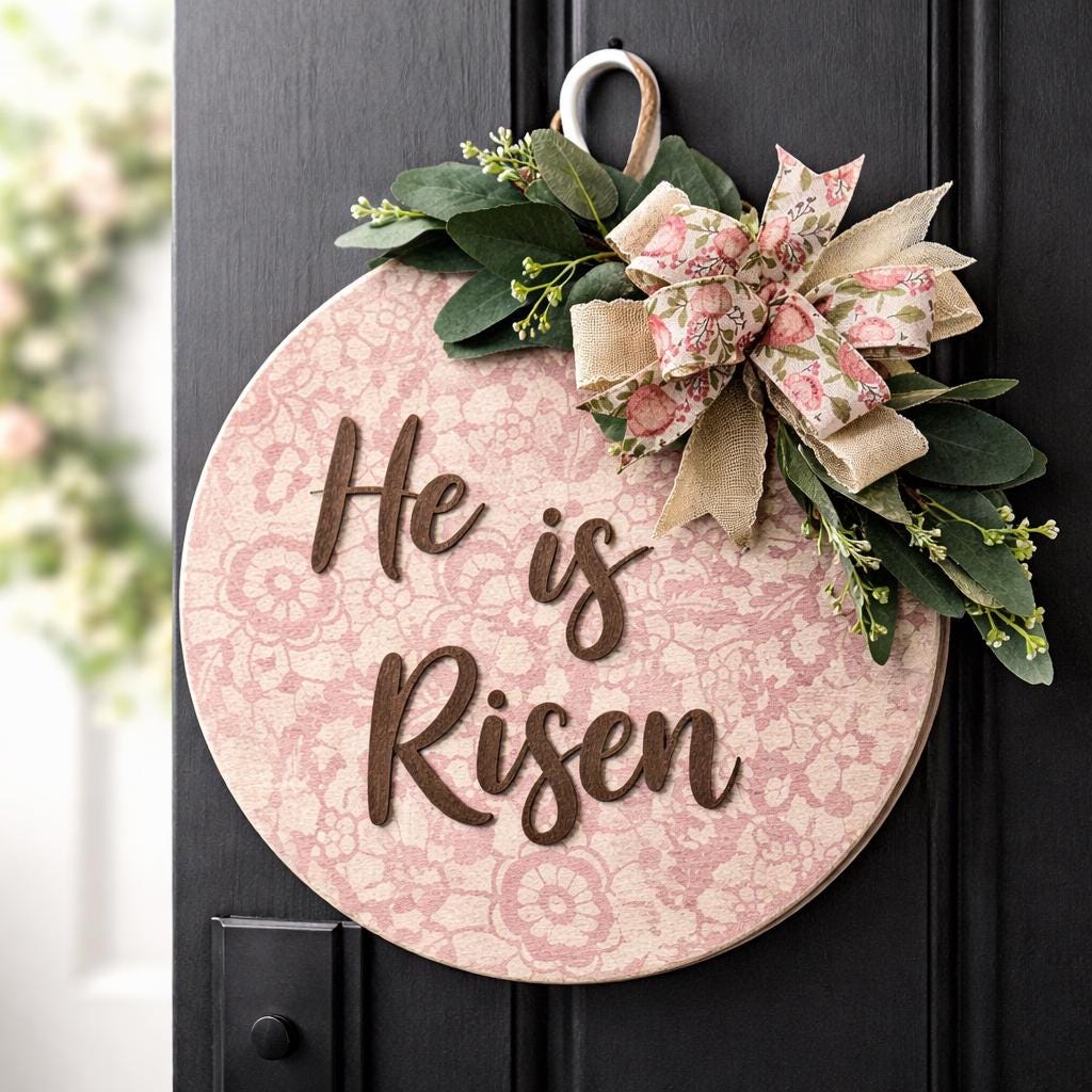 Easter Door Wreath | Religious Cross Grapevine Wreath | Yellow Floral Front Door Decor | Spring Flower Arrangement | He Is Risen Gift