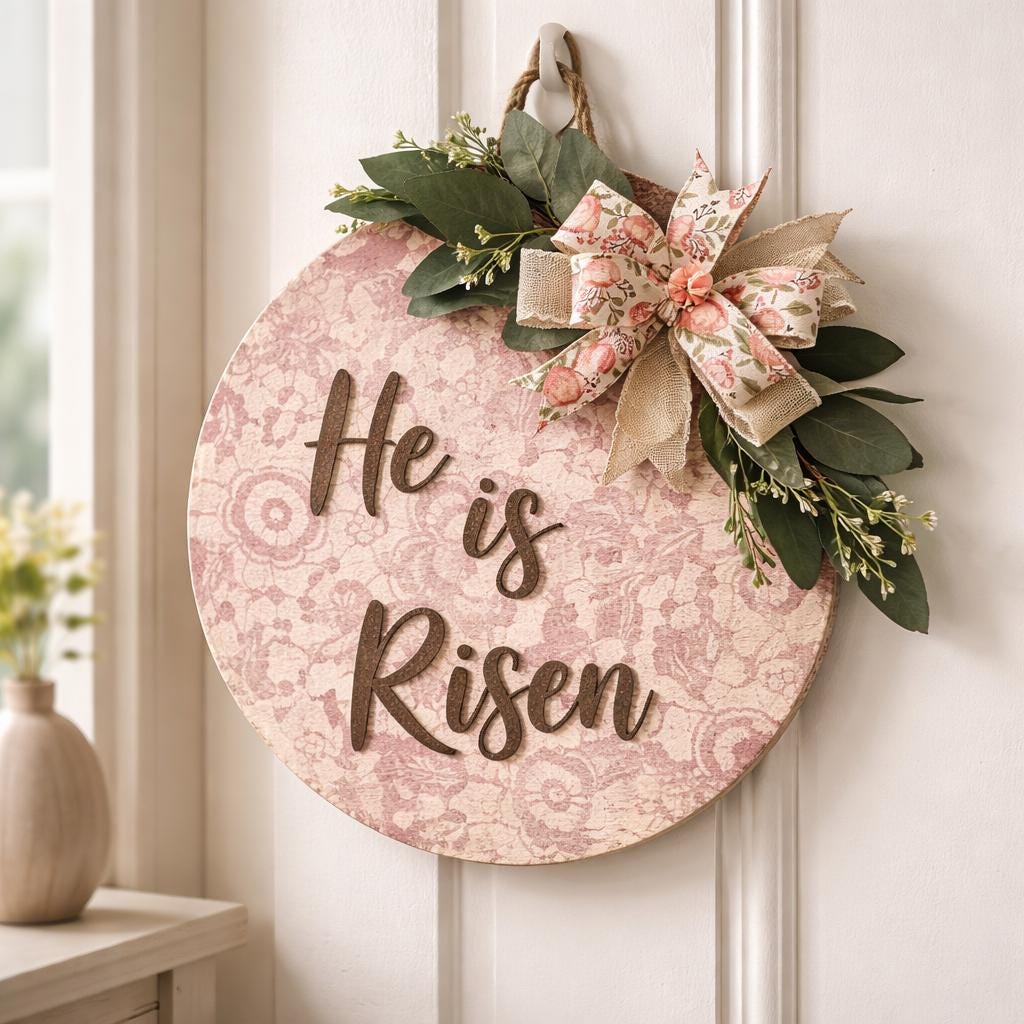 Easter Door Wreath | Religious Cross Grapevine Wreath | Yellow Floral Front Door Decor | Spring Flower Arrangement | He Is Risen Gift
