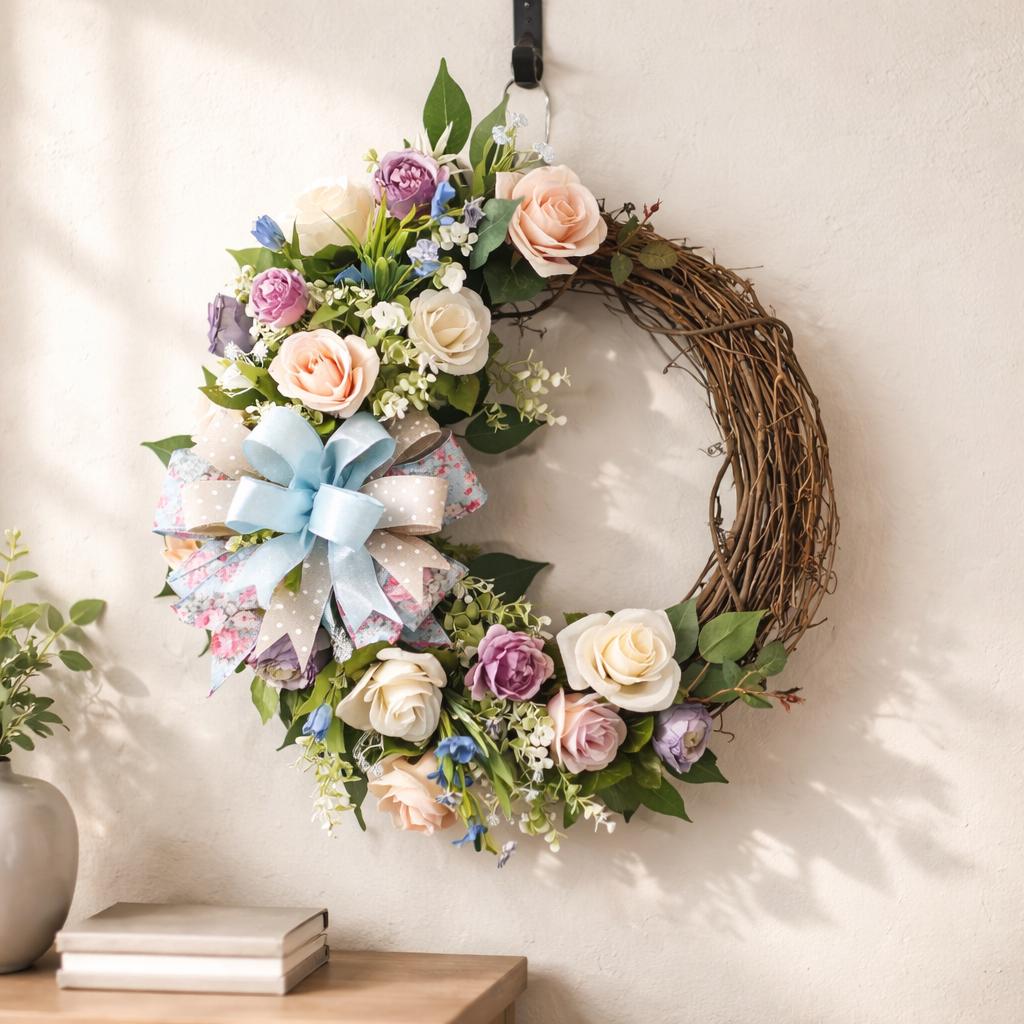 Summer Front Door Wreath | Summer Grapevine Wreath | Cascading Spring Wreath | Spring Flower Arrangement | Farm House Decor